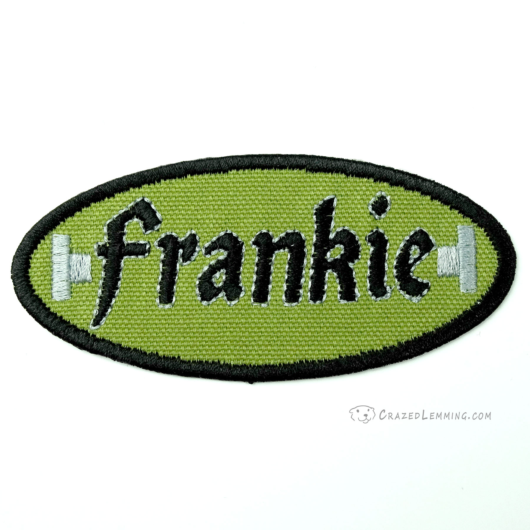 Iron-on Frankie Embroidered Name Patch - Crazed Lemming Productions